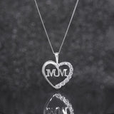 Mum Cubic Zirconia Heart Pendant and Necklace www.urbanpizazz.co.uk