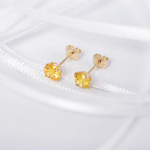 November Birthstone - Topaz CZ 9ct Gold Stud Earrings www.urbanpizazz.co.uk