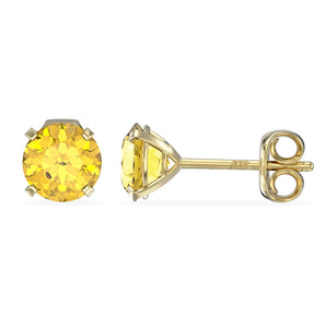 November Birthstone - Topaz CZ 9ct Gold Stud Earrings www.urbanpizazz.co.uk