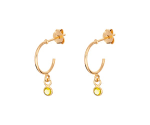 November Birthstone - Topaz CZ Gold Plated Hoop Earrings