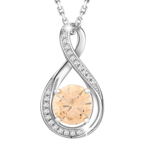 November Birthstone - Topaz CZ Silver Infinity Pendant Necklace