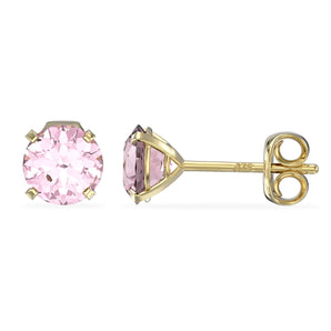 October Birthstone - Pink Tourmaline CZ 9ct Gold Stud Earrings www.urbanpizazz.co.uk