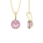 October Birthstone - Pink Tourmaline CZ 9ct Gold Pendant Necklace