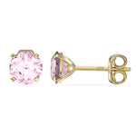 October Birthstone - Pink Tourmaline CZ 9ct Gold Stud Earrings