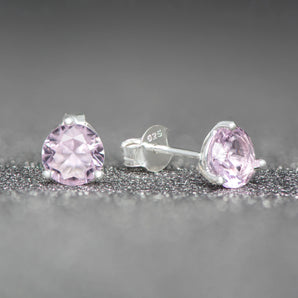 October Birthstone - Pink Tourmaline CZ Silver Stud Earrings www.urbanpizazz.co.uk