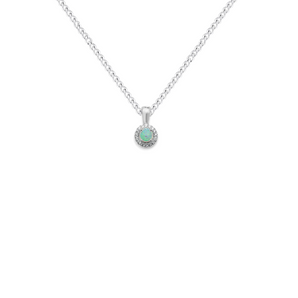 Halo Opal and Cubic Zirconia Silver Pendant Necklace