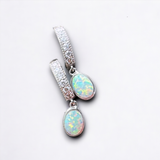 Cubic Zirconia and Opal Silver Hinge Hoops