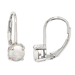 Opal Hinge Drop Silver Earrings