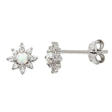 Opal Star Silver Stud Earrings