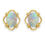 9ct Gold Oval Opal Stud Earrings