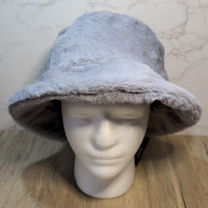 Fluffy Light Grey Thermal Winter Bucket Hat