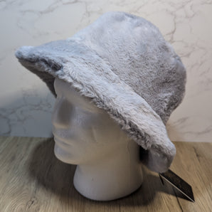 Fluffy Light Grey Thermal Winter Bucket Hat