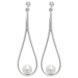 Silver Drop Earrings with Pearl