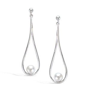 Silver Drop Earrings with Pearl