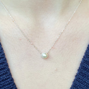 Silver Pearl Pendant Necklace