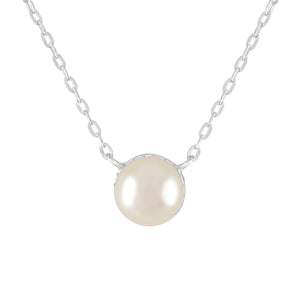 Silver Pearl Pendant Necklace