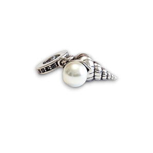 Pearl Seashell Sterling Silver Dangle Charm
