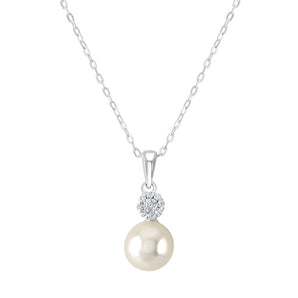 Pearl and Cubic Zirconia Drop Necklace