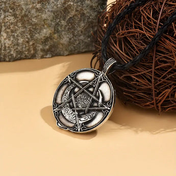 Pentagram And Tree Of Life Double Sided Amulet Necklace