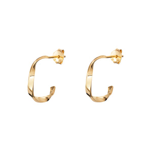 Angelica Ribbon Twist Gold Plated Hoop Earrings, 925 Sterling Silver