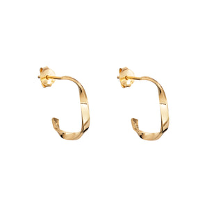 Angelica Ribbon Twist Gold Plated Hoop Earrings, 925 Sterling Silver