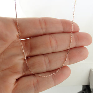 18" Rose Gold Plated 1mm Sterling Silver Cable Chain
