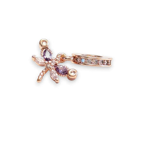 Rose Gold Plated Butterfly Sterling Silver CZ Dangle Charm