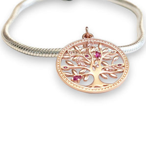 Rose Gold Plated Sterling Silver Tree Of Life Dangle Charm