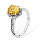 Yellow Topaz CZ Halo Silver Ring www.urbanpizazz.co.uk