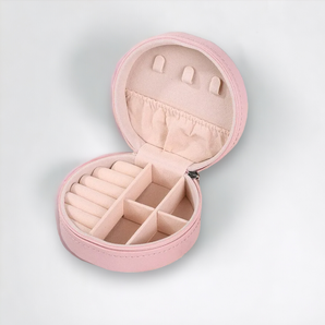 Round Jewellery Travel Box Baby Pink