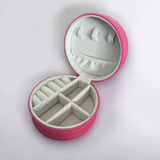 Round Jewellery Travel Box Pink