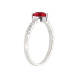 Ruby CZ Heart Silver Ring