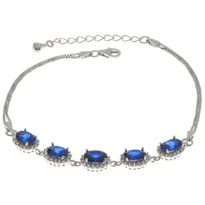 Silver Sapphire Cubic Zirconia Bracelet www.urbanpizazz.co.uk