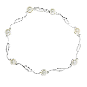 Pearl Link Elegant Silver Bracelet www.urbanpizazz.co.uk