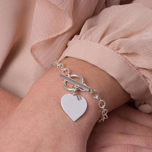 Chunky Silver T-Bar Heart Bracelet www.urbanpizazz.co.uk