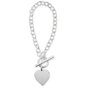 Chunky Silver T-Bar Heart Bracelet www.urbanpizazz.co.uk