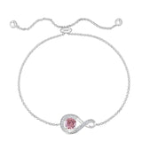 October Birthstone - Pink Tourmaline CZ Adjustable Silver Bracelet www.urbanpizazz.co.uk