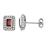 Silver Ruby Cubic Zirconia Square Stud Earrings www.urbanpizazz.co.uk