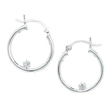 Silver Cubic Zirconia 20mm Hoop Earrings www.urbanpizazz.co.uk