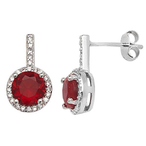 Silver Ruby Cubic Zirconia Drop Earrings www.urbanpizazz.co.uk