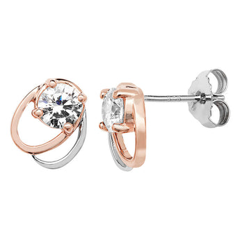 Classic Rose Gold Oval Link Cubic Zirconia Earrings www.urbanpizazz.co.uk