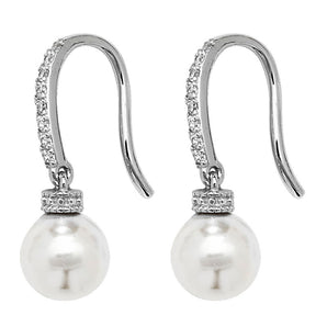 Fancy Drop Pearl and Cubic Zirconia Silver Earrings www.urbanpizazz.co.uk