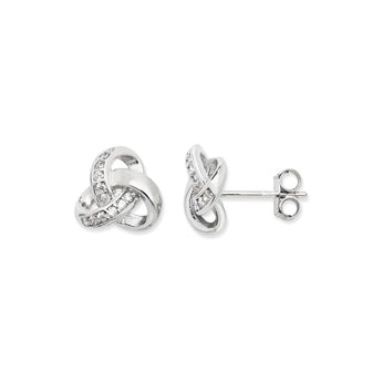 Silver Cubic Zirconia Knot Stud Earrings www.urbanpizazz.co.uk