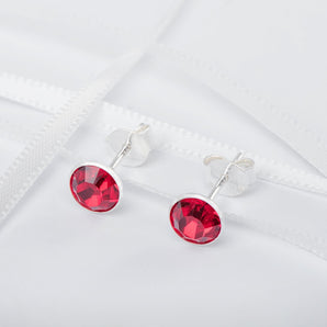 Ruby CZ Silver Stud Earrings