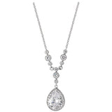 Silver Cubic Zirconia Tear Drop Necklace