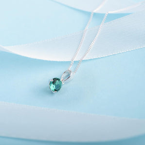 December Birthstone - Blue Topaz CZ Silver Pendant Necklace www.urbanpizazz.co.uk