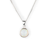 Round Opal Silver Pendant Necklace www.urbanpizazz.co.uk