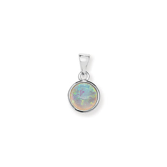 Round Opal Silver Pendant Necklace www.urbanpizazz.co.uk