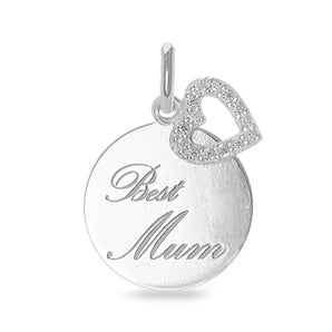 Silver Best Mum Pendant Necklace With Cubic Zirconia www.urbanpizazz.co.uk