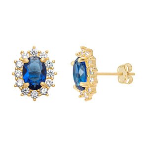 9ct Gold Cubic Zicronia Sapphire Earrings